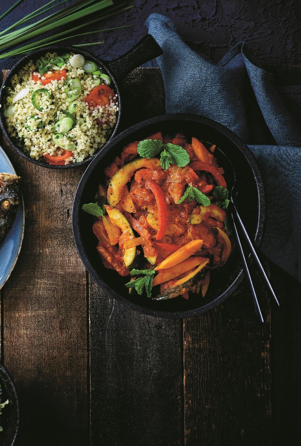 Vegan tajine met taboulé